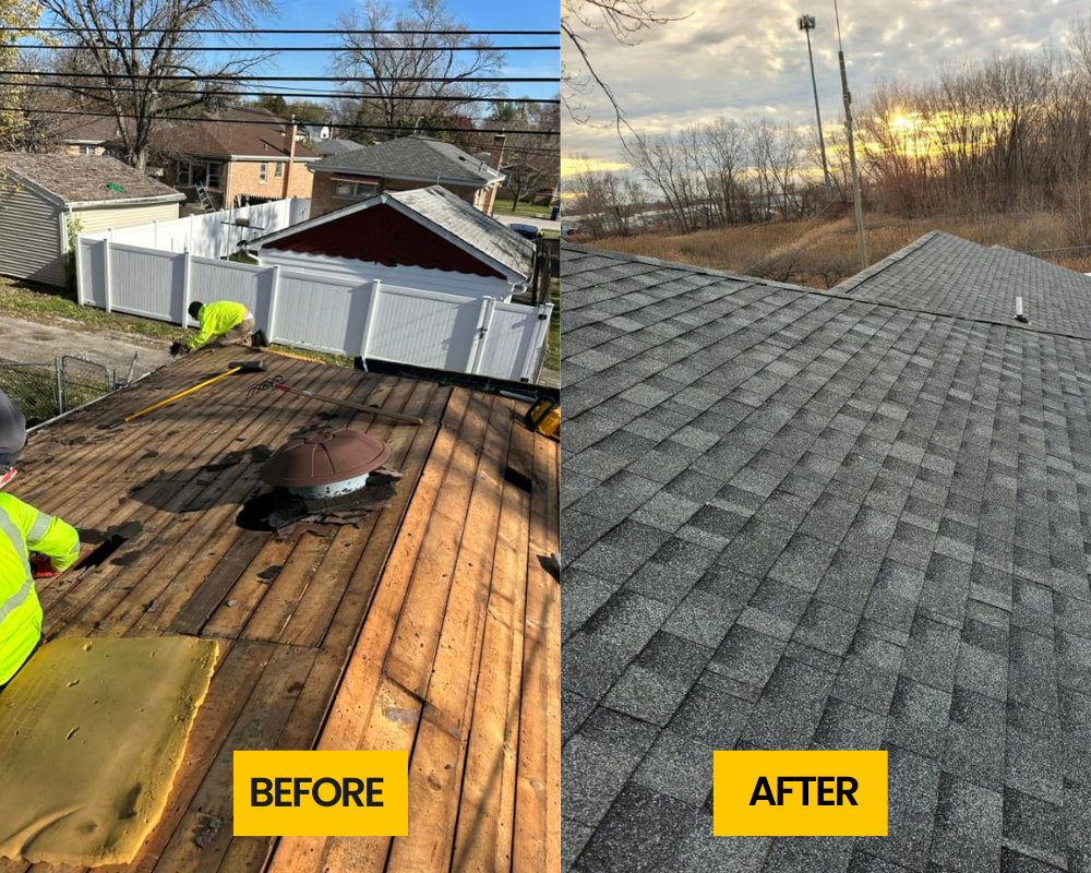 Roof Replacement Before and After by Hydroforce Restoration