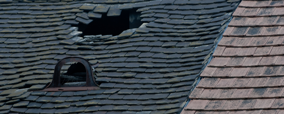 roof affected by hail damage